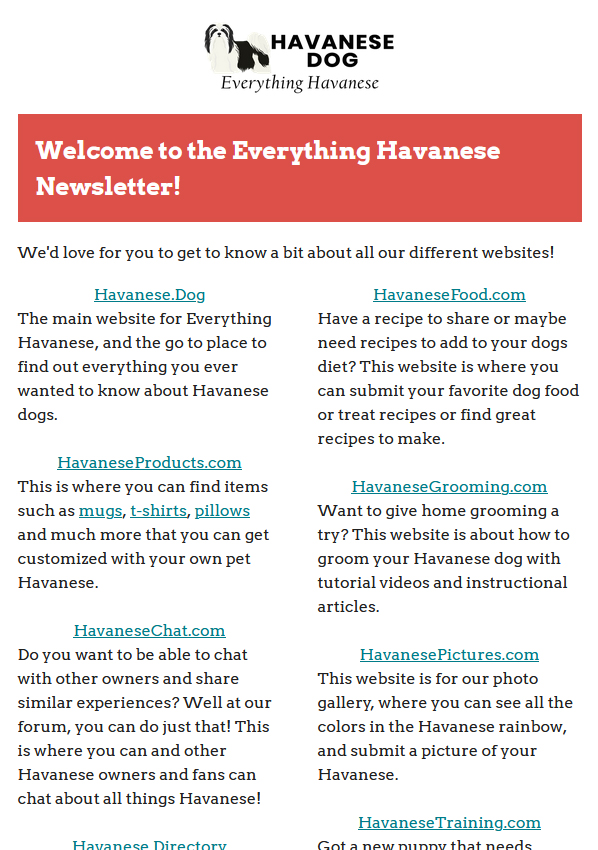 Welcome to the Everything Havanese Newsletter!